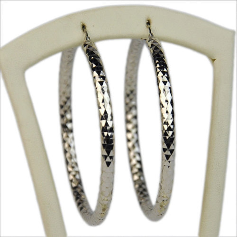 Large59mm DiamondCut Hoop Earrings Sterling Silver